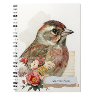 Caderno Espiral PERSONALIZE Colagem de Pássaro Pintassilgo Estilo