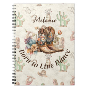 Caderno Espiral Personalize Dança de Linha Boho Ocidental
