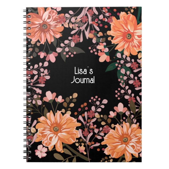Caderno Espiral Personalize este lindo notebook de Diário Floral (Frente)