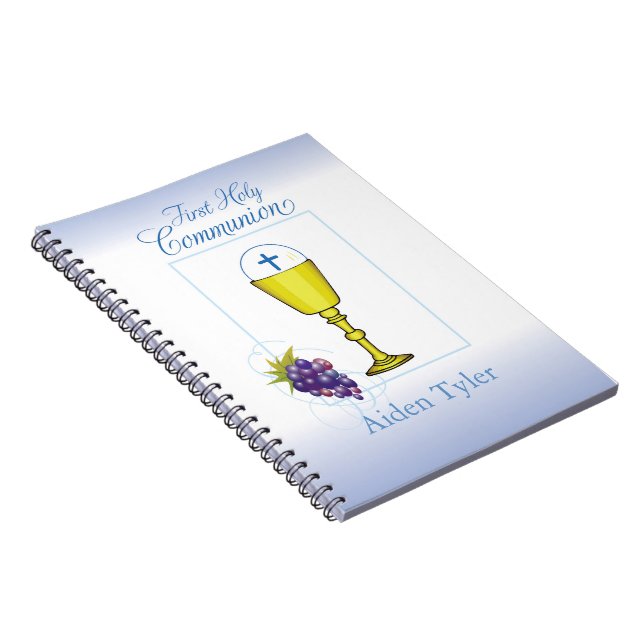 Caderno Espiral Personalize o nome Boy First Communaction Chalice, (Lado Direito)