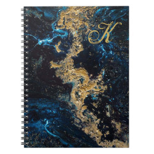 Caderno Espiral Personalize o notebook espiral azul Dourado MARBLE