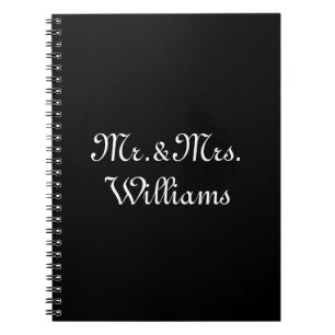 Caderno Espiral Personalize o sobrenome do Casal, Sr. & Sra. Black