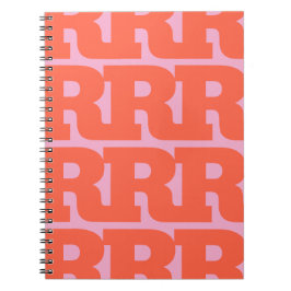 Caderno Espiral Personalize Sua Letra, Padrão de Monograma em Negr