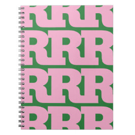 Caderno Espiral Personalize Sua Letra, Padrão de Monograma em Negr