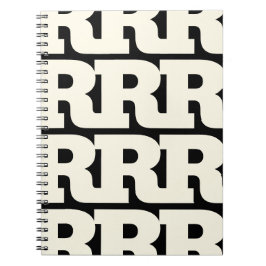 Caderno Espiral Personalize Sua Letra, Padrão de Monograma em Negr