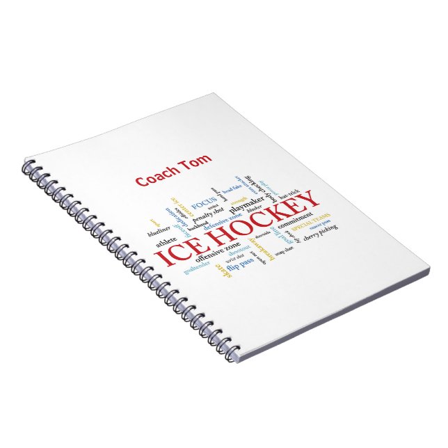 Caderno Espiral Personalize, treinador de hóquei no gelo Obrigado  (Lado Direito)