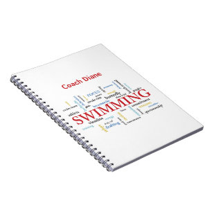 Caderno Espiral Personalize, Treinador De Nadação Obrigado Em Pa