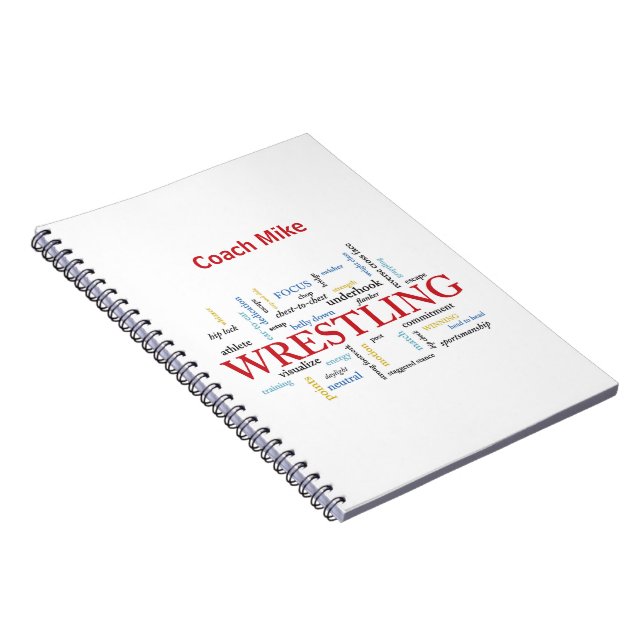 Caderno Espiral Personalize, treinador Luta Obrigado em palavras (Lado Direito)