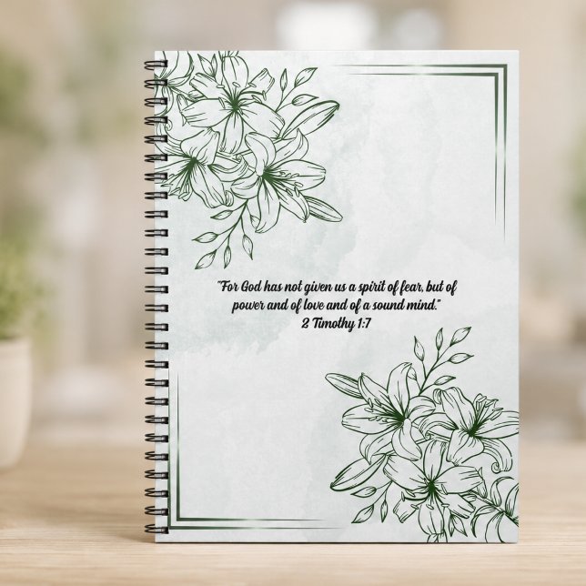 Caderno Espiral Personalize Verde Botânico Vintage & Versículo Bíb (Criador carregado)
