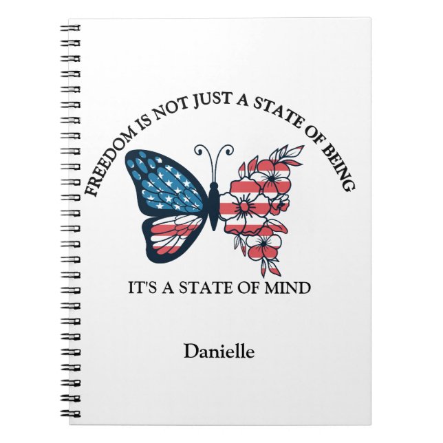 Caderno Espiral Personalized 4th of July Butterfly Notebook (Frente)