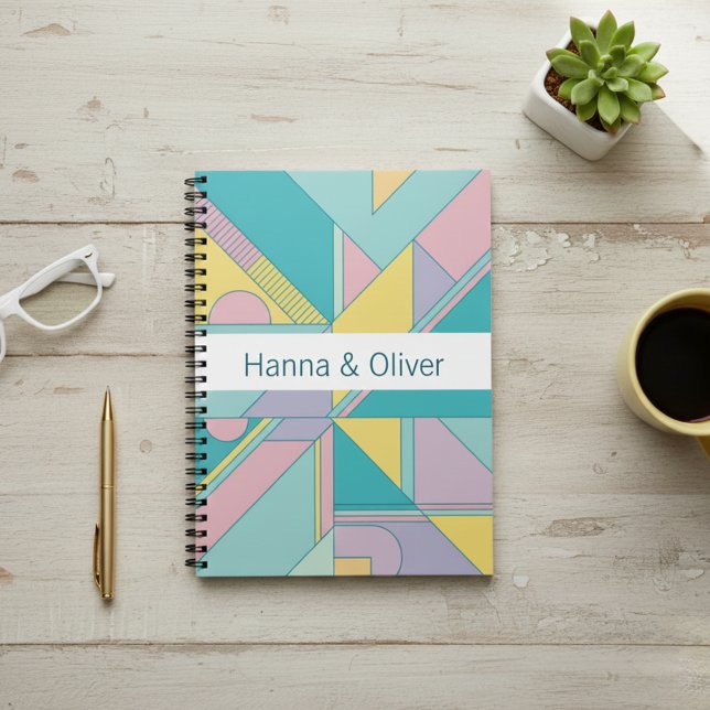 Caderno Espiral Personalized 80s Memphis Style Geometric Notebook  (Criador carregado)