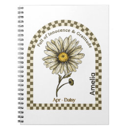 Caderno Espiral Personalized April Birth Month Flower Notebook