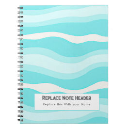 Caderno Espiral Personalized Aqua and White Wave Patterned 