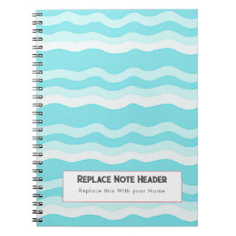 Caderno Espiral Personalized Aqua and White Wave Patterned