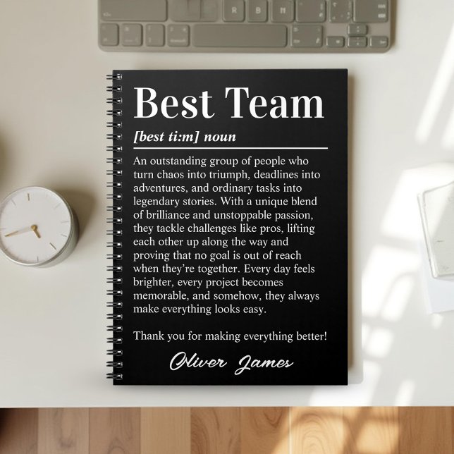Caderno Espiral Personalized Best Team Appreciation Office Gift (Criador carregado)