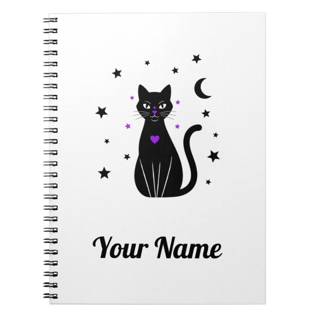 Caderno Espiral Personalized Black Cat Notebook (Frente)