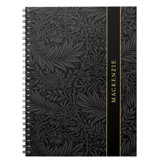 Caderno Espiral Personalized Black Floral Pattern (Frente)