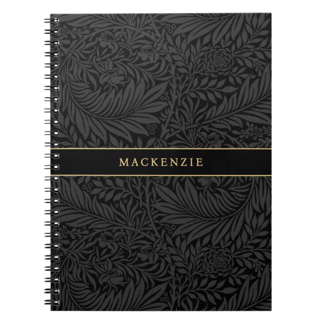 Caderno Espiral Personalized Black Floral Pattern (Frente)