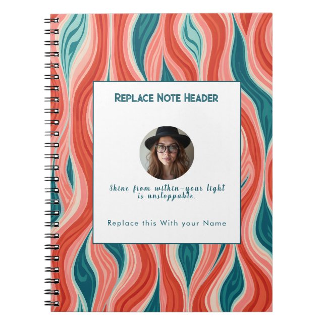 Caderno Espiral Personalized Blue and Red Wave Patterned  (Frente)