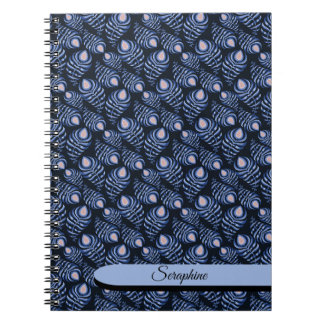 Caderno Espiral Personalized Blue Peacock Feather Notebook