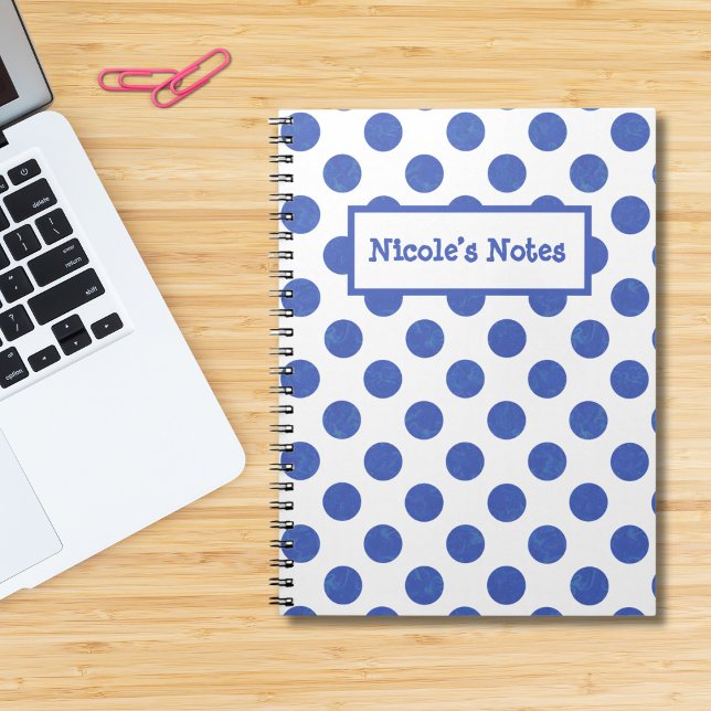 Caderno Espiral Personalized Blue Polka Dots (Criador carregado)