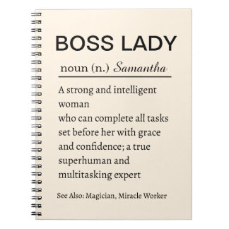 Caderno Espiral Personalized Boss Lady Definition Notebook Funny