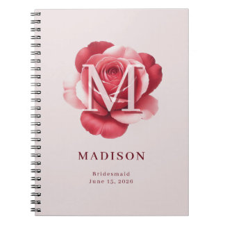 Caderno Espiral Personalized Bridal Rose Name Wedding Date