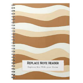Caderno Espiral Personalized Brown Wave Patterned 