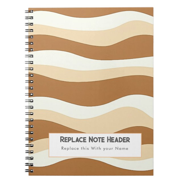 Caderno Espiral Personalized Brown Wave Patterned  (Frente)