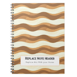 Caderno Espiral Personalized Brown Wave Patterned 