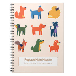 Caderno Espiral Personalized Colorful Cute Dogs Notebook