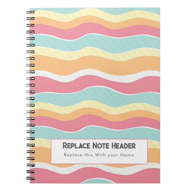 Caderno Espiral Personalized Colorful Wave Patterned  (Frente)
