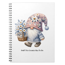 Caderno Espiral Personalized Cute Daisy Flower Gnome Women's