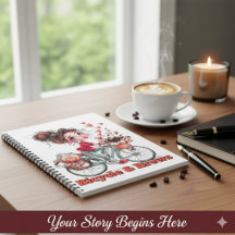 Personalized Cute Watercolor Girl Bicycle & Brews 