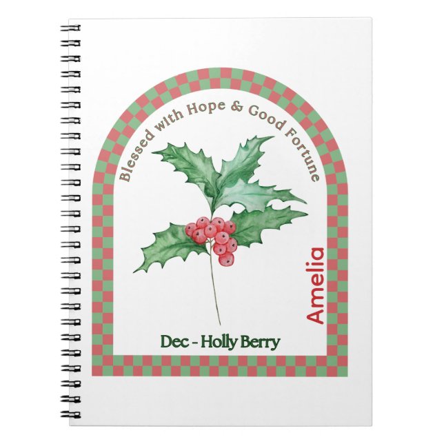 Caderno Espiral Personalized December Birth Month Flower Notebook (Frente)