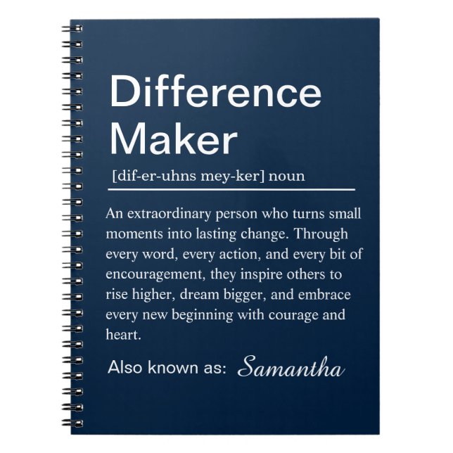 Caderno Espiral Personalized Difference Maker Definition (Frente)