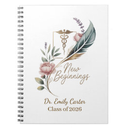 Caderno Espiral Personalized Doctor Graduation New Beginnings
