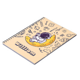 Caderno Espiral Personalized Doodle Space Planets Back to School