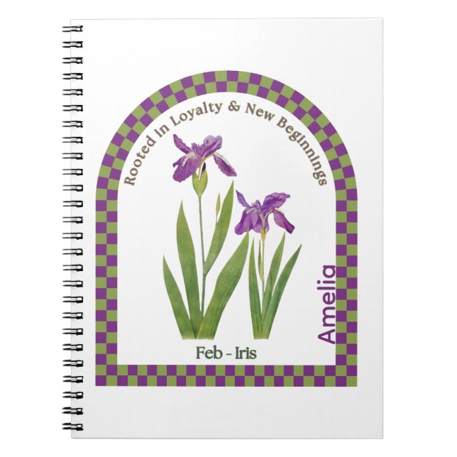 Caderno Espiral Personalized February Birth Month Flower Notebook (Frente)
