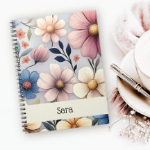 Personalized Floral Spiral Notebook
