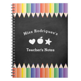 Caderno Espiral Personalized Fun Colorful Teacher Notes