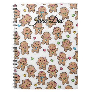Caderno Espiral Personalized Gingerbread Men Christmas Notebook