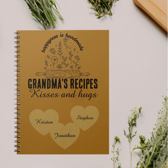 Caderno Espiral Personalized grandma's kitchen  kids name recipe  (Criador carregado)