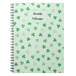 Caderno Espiral Personalized Green Clover Notebook | Minimal Lucky