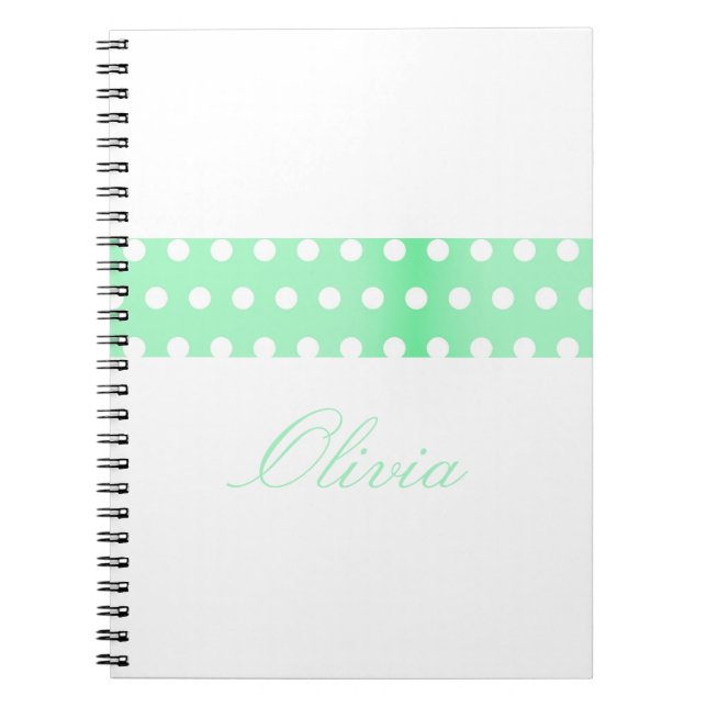 Caderno Espiral Personalized Green Poka Dots (Frente)
