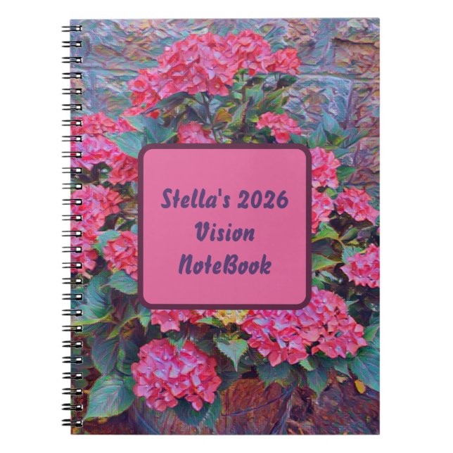 Caderno Espiral Personalized hydrangea paint Vision notebook 2026 (Frente)