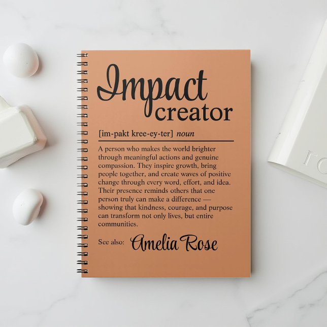 Caderno Espiral Personalized Impact Creator Definition Gift (Criador carregado)
