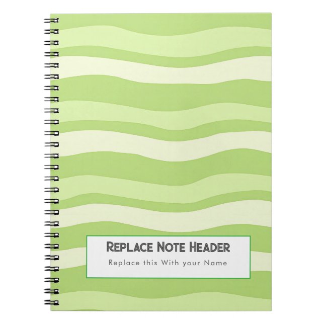 Caderno Espiral Personalized Lime Green Wave Patterned  (Frente)