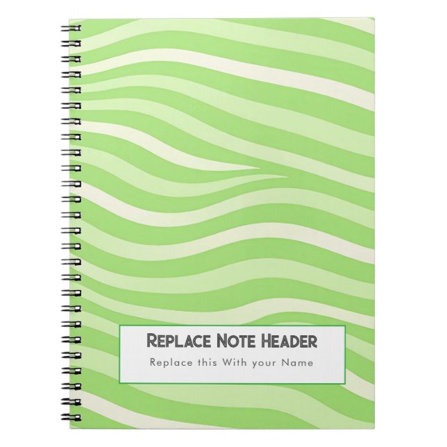 Caderno Espiral Personalized Lime Green Wave Patterned  (Frente)