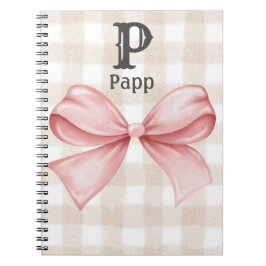 Caderno Espiral Personalized Monogrammed Gingham Coquette Bow